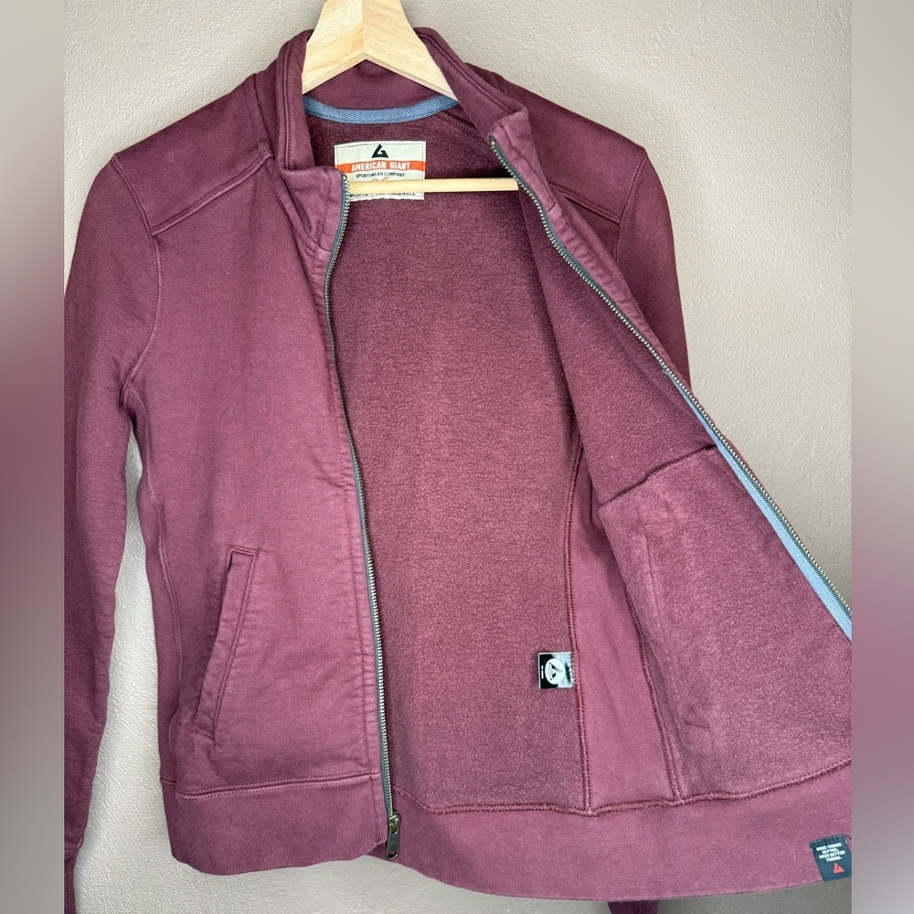 American Giant Burgundy Full Zip Heavyweight Sweatshirt Size XS Outerwear Comfy - Picture 10 of 16